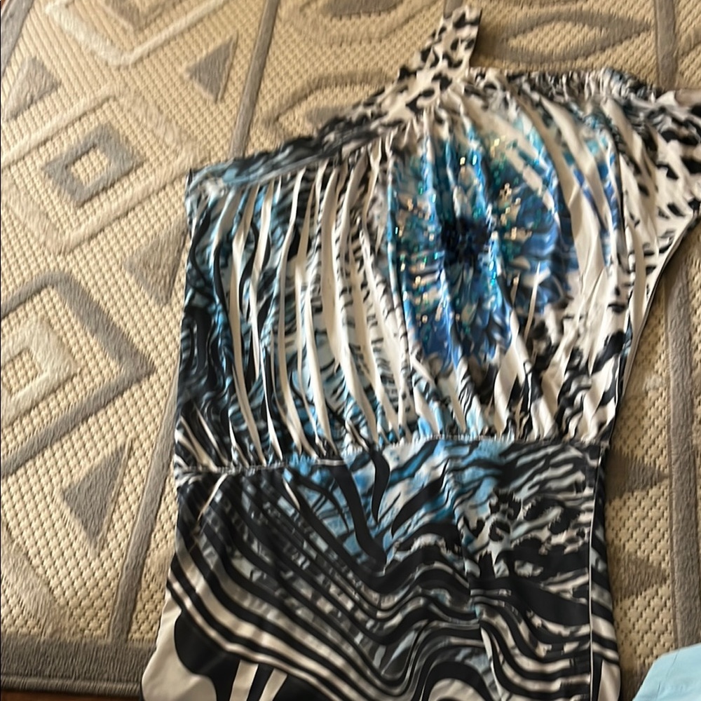 Vibrant Blue and Black Halter Top